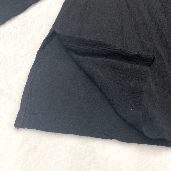 Eileen Fisher Black Buttons Down Cardigan Tunic Crinkle Texture Fabric Size PM ! - Picture 9 of 10